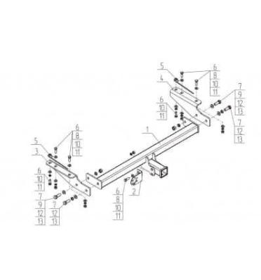 Фаркоп Jac T6 2020- съемный крюк 1500кг Автос